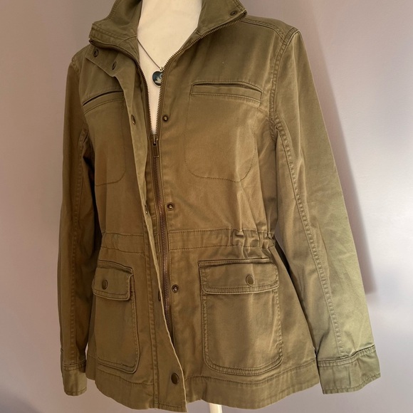 L.L. Bean Classic Utility Jacket Coat Olive Army Green Women's Small Petite - Picture 5 of 13